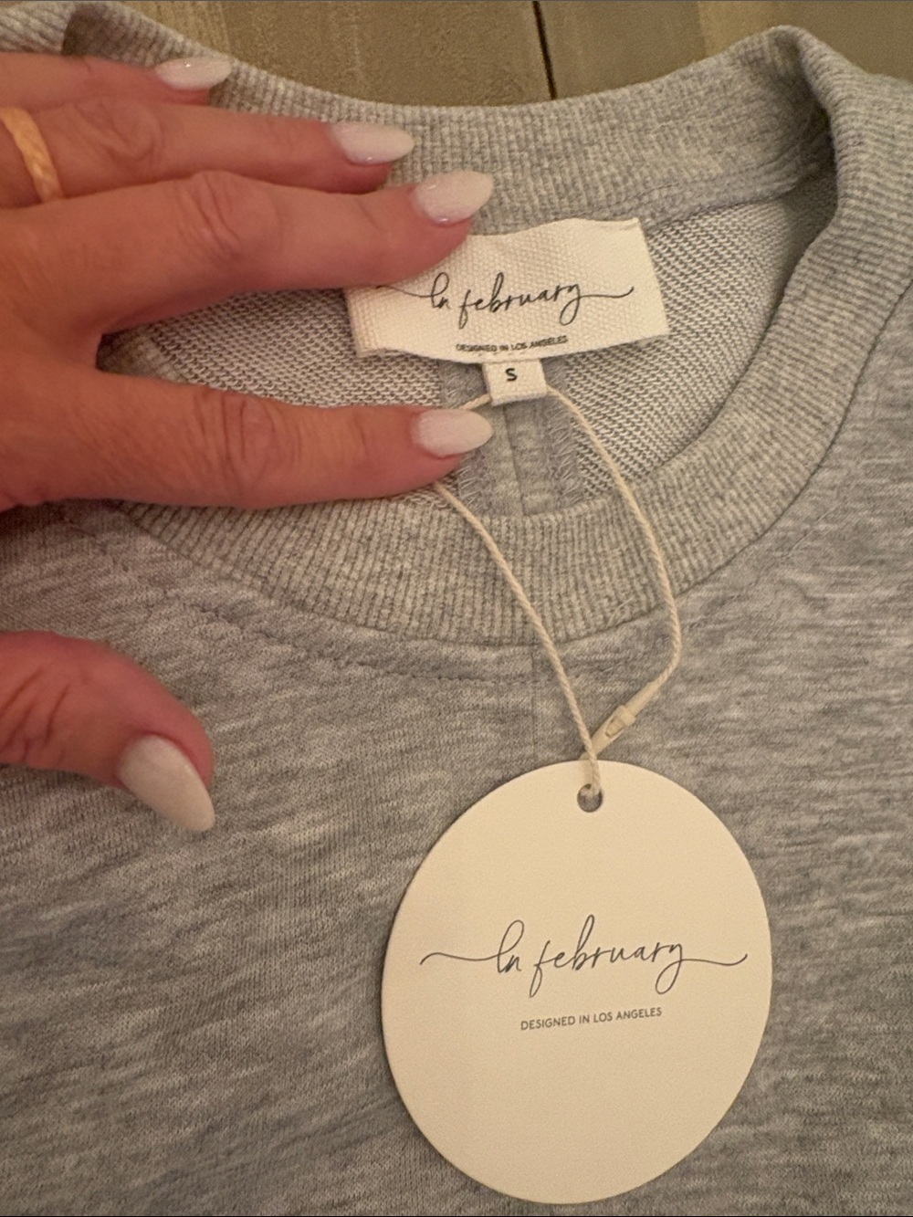 In February Grey Cropped Sweatshirt with White Skirt Panel dress - Picture 2 of 4